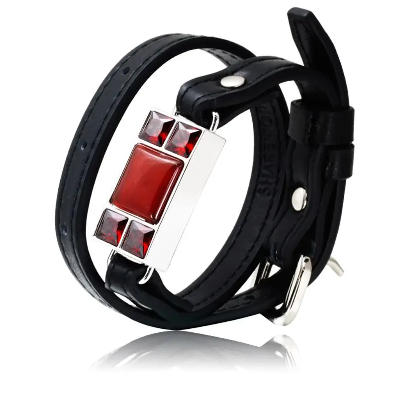 

For SHAREMORE Smart Bangle Men Leather Bracelet Wristband Stone Jewelry Gifts Emergency Call Personal Security Wireless Recharge