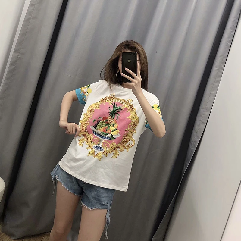

Printed T-shirt Harajuku Aesthetics Summer Women Fashion Woman Tee Tops Casual Female Short Sleeve Beach Women Clothing
