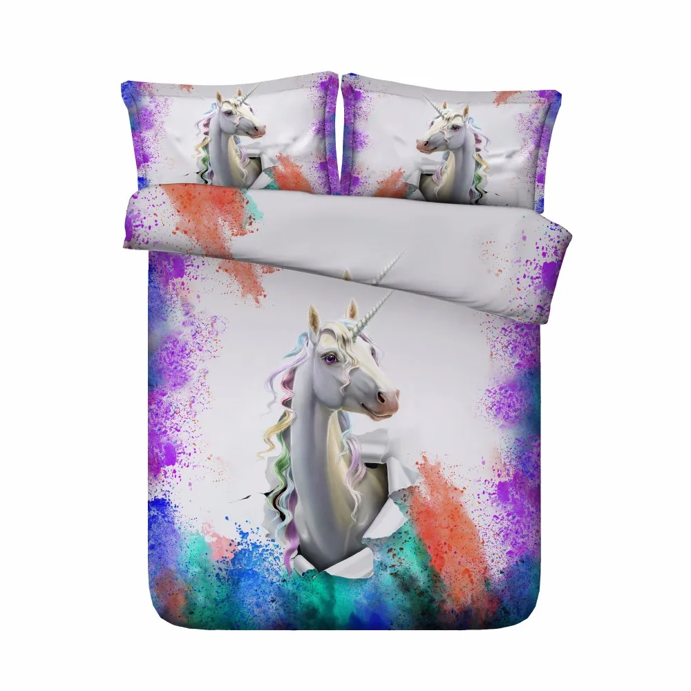 3d Oil Painting Unicorn Duvet Cover Set Single Twin Queen King