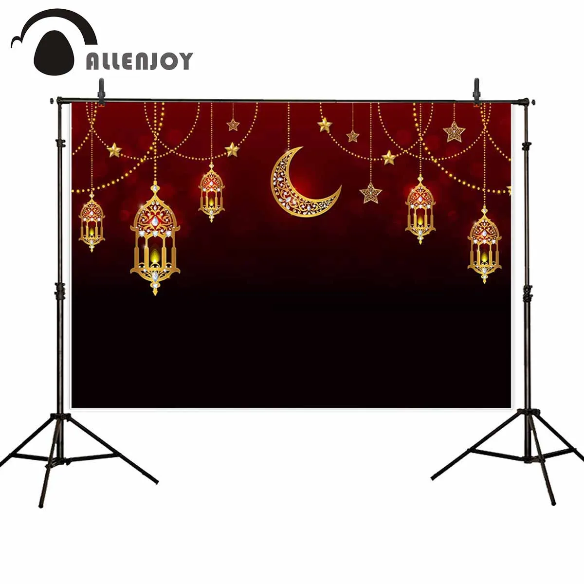 Фон Allenjoy Eid Mubarak для фотостудии темно красная ночная полая люстра Рамадан Kareem луна