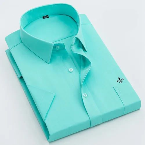 Dudalina, летняя мужская рубашка с коротким рукавом, клетчатая, полосатая, модная, для работы, повседневная, мужская, официальная рубашка, Camisa Social Masculi - Цвет: HW-D816-P-GREEN