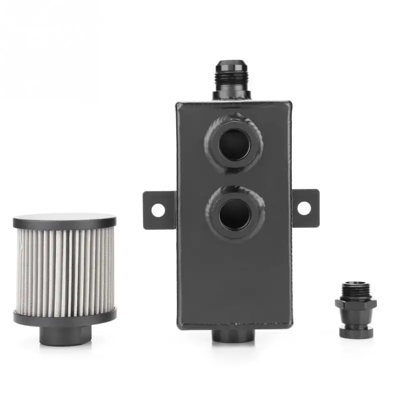 

Universal 1L Car Oil Reservoir Catch Can Tank With Breather Filter Drain Black Aluminum automobile parts Car accessories