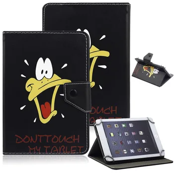 

Universal Case For 7 Inch Tablet PC Cartoon Duck Printed Leather Flip Case Stand Cover For Samsung Lenveo Tab LG Pad Huawei 7.0