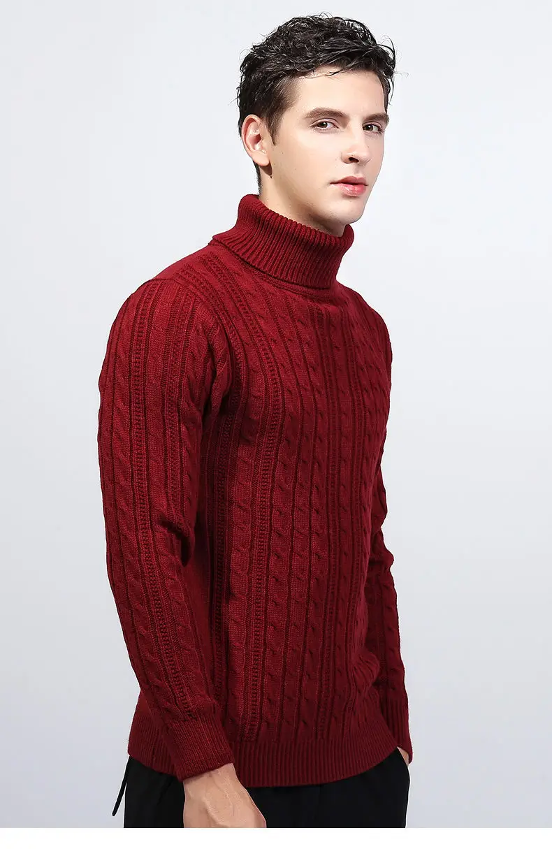 3Colors Turtleneck Sweater Pullovers Men Thick knitted Sweater Jumpers Man Winter Warm Acrylic Male knitwear Autumn Tmall Brand-16