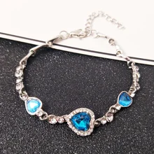 1 шт. модный жесткий браслет в виде сердца подарок Новая мода для женщин океан синие прозрачные стразы ювелирные изделия подарок