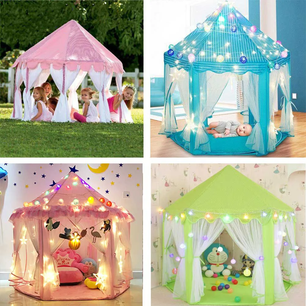 Tente tipi portable pour fille, forme de château de princesse