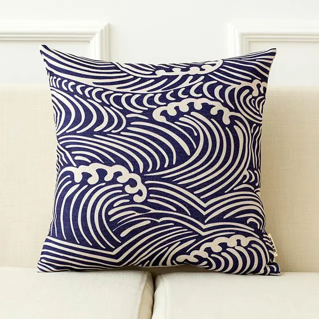 Japanese Ukiyo Cloth Linen Printed Pillowcase Classic Cushions Home