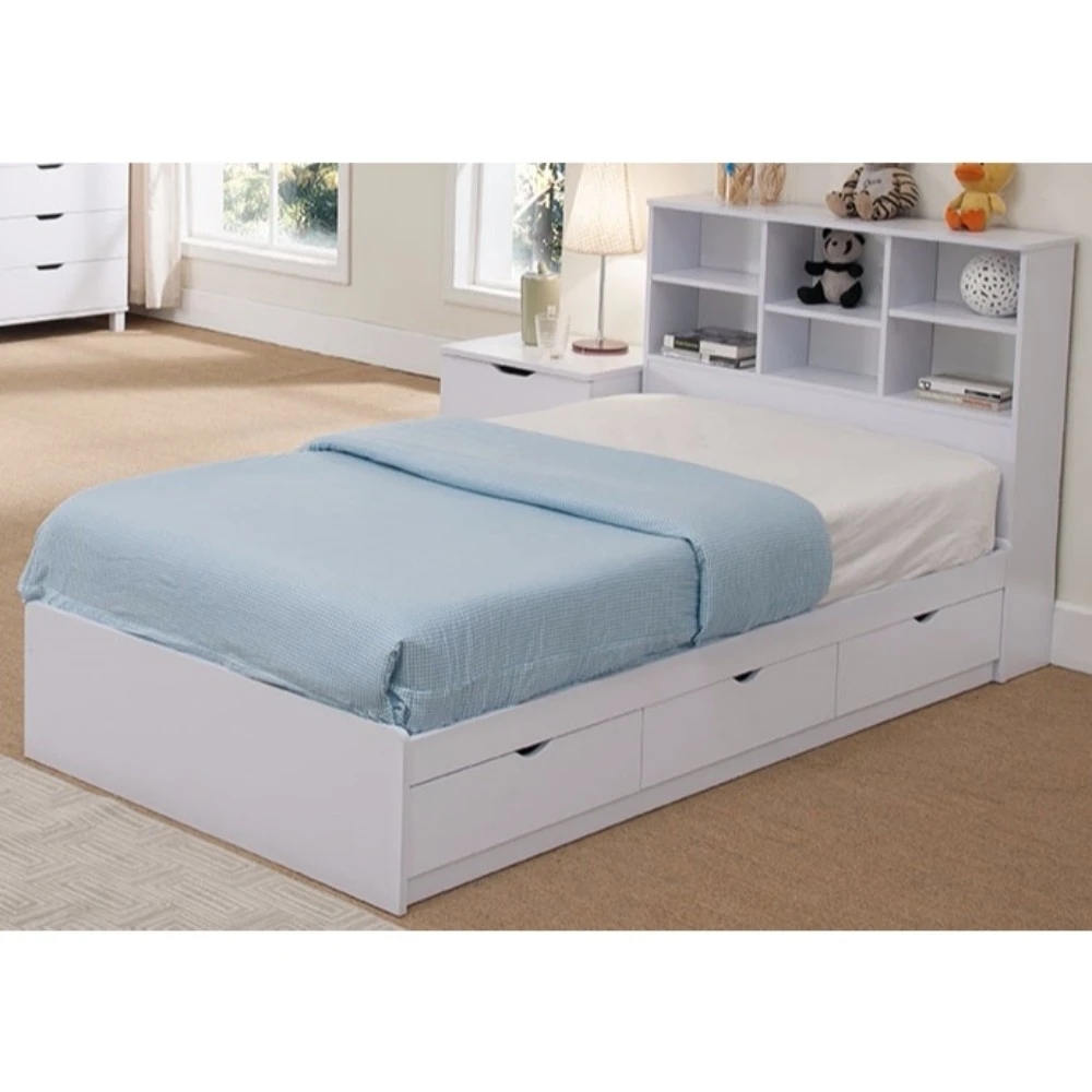 Stile Moderno Lucente Finitura Bianco Doppia Con Letti Singoli Dimensione Libreria Testata Con Sei Aperto Ripiani Beds Aliexpress