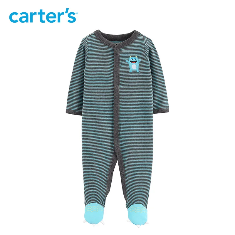 

Carters Baby boy clothes Monster Snap-Up Cotton Sleep & Play long sleeve footies jumpsuit newborn baby clothing 15927610