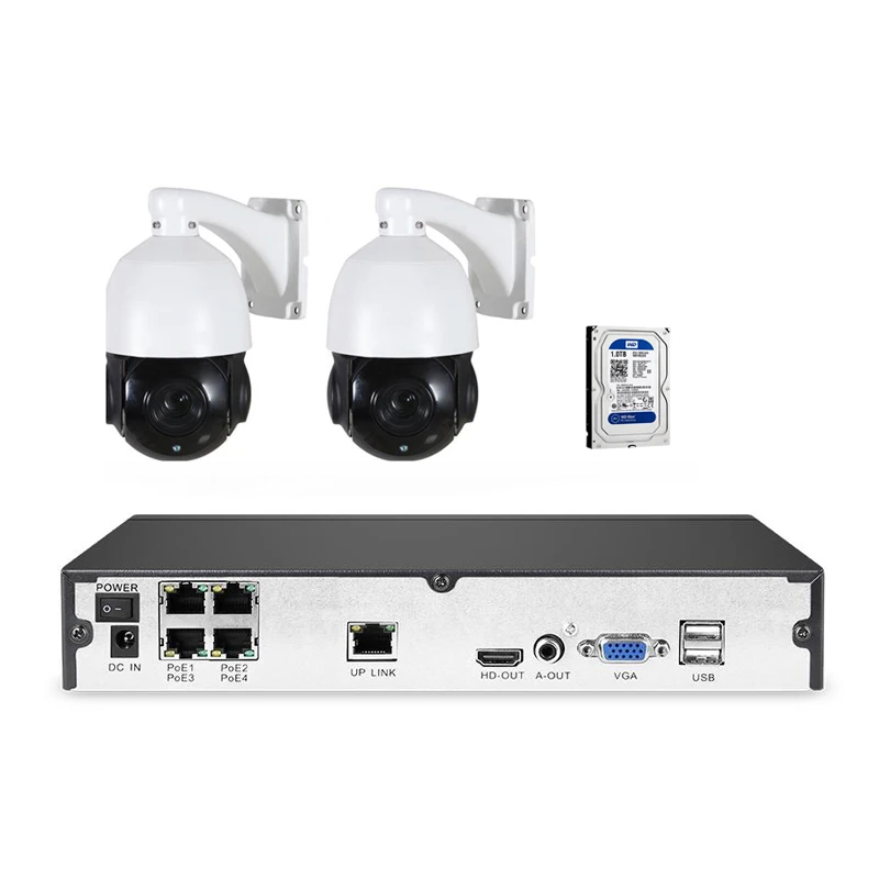 

POE 4MP 5MP IP PTZ Speed Dome Camera 4channel 4POE NVR 1TB HDD Outdoor Surveillance System Kit P2P Mobile App Remote View