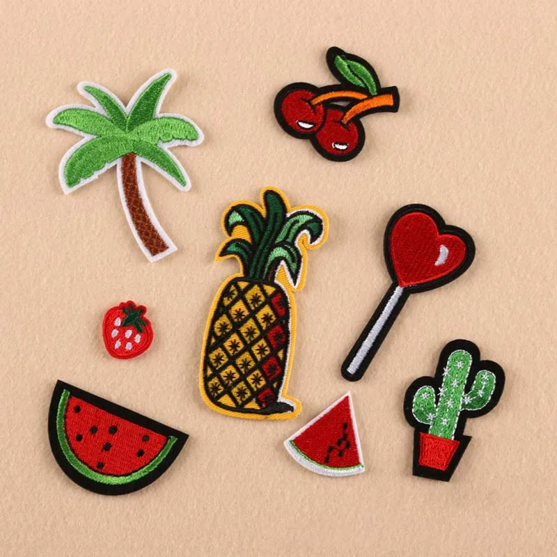 1pcs-8pcs-Iron-On-Summer-Food-Pattern-Patch-DIY-Embroidered-Patches-For-Clothing-Fabric-Badges-Sewing