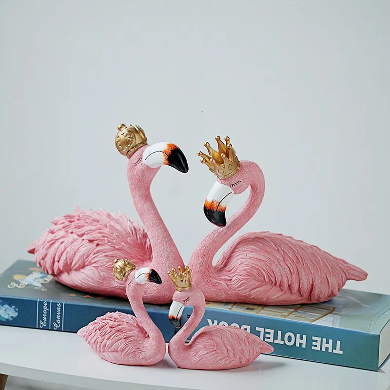 Украшения Фламинго из смолы розовые фигурки короля и королевы украшения для