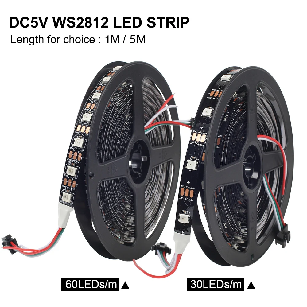 5V Полный Цвет WS2812 Светодиодные ленты RGB 30/60/144 светодиодный s/m умная ИС(интеграционная схема) WS2812B пикселей Светодиодные ленты светильник 5050 белая/черная печатная плата