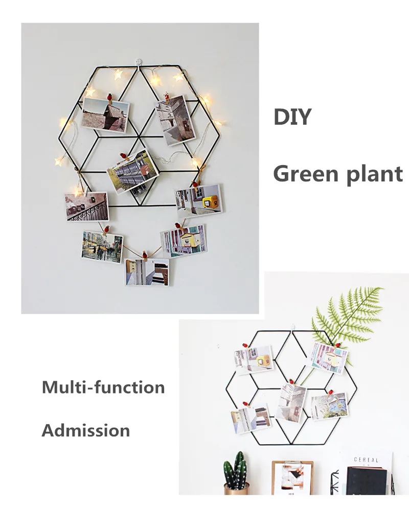 Железная сетка настенная полка простой норвежский стиль многофункциональная настенная декоративная полка для хранения фото DIY растение креативный Органайзер с рисунком