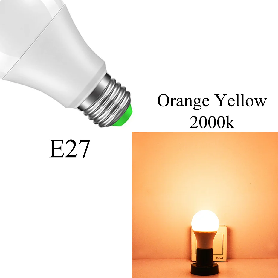 E27 Orange 2000K IP44 лампочка со светодиодным датчиком 10 Вт 15 Вт AC85-265V с датчиком сумерек до рассвета, светильник, дневной Ночной светильник, Автоматическое включение/выключение, светодиодный светильник для дома - Испускаемый цвет: E27 Orange 2000K