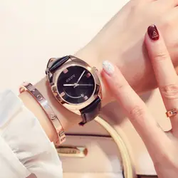 GUOU часы женские брендовые Роскошные Кварц Циферблат легкий Дизайн кожа часы простые Модные женские наручные часы Zegarki Damskie