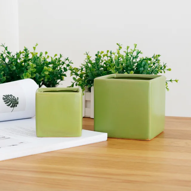 Modern Style Indoor Small Plant Vase Pure Green/white/black Flowers