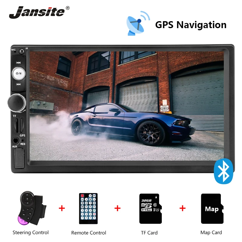 

Jansite 7" Car Radio GPS Navigation MP5 player DVD Touch screen Mirror-link Two din radios support stereo Steering Wheel Control
