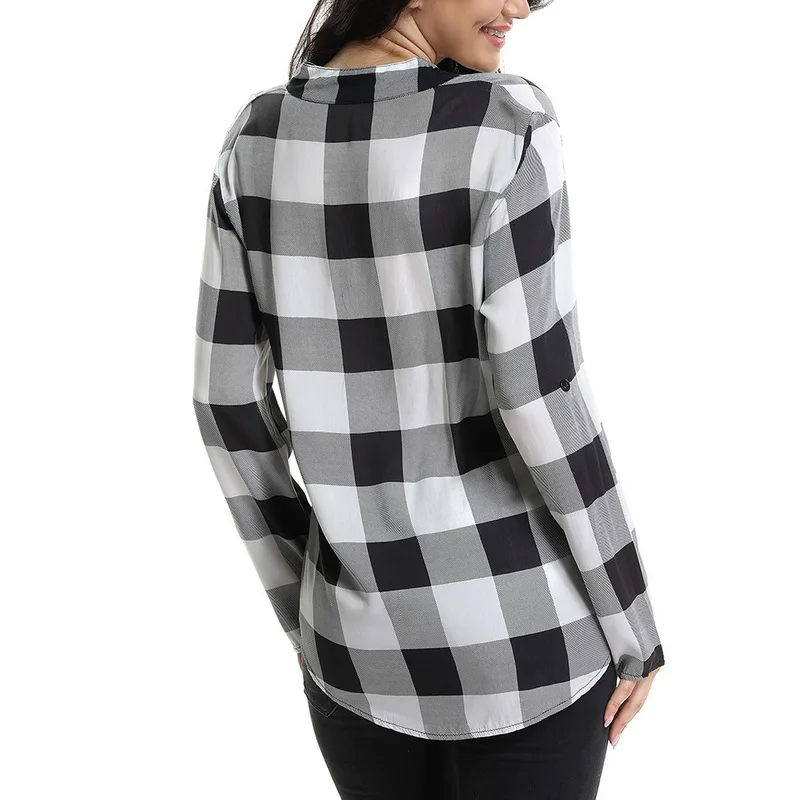 Laamei 2018 Autumn Women Plaid Plaid Off Shoulder Blouse Casual Long Sleeve Loose Button Tops Ladies Striped Party Shirts Z50 Blouses