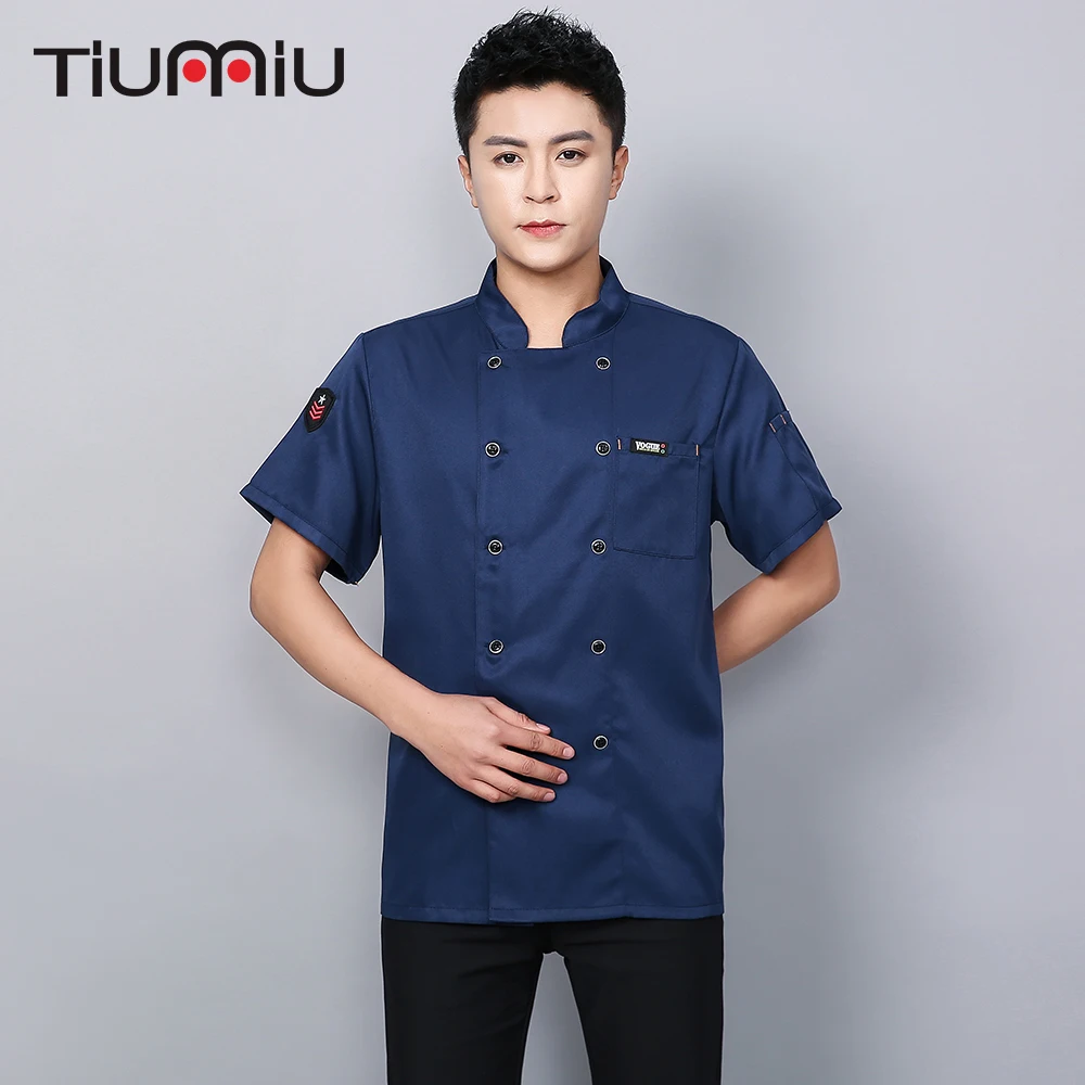 

Short Sleeve Chef Clothes Summer Chef Jacket Restaurant Kitchen Teahouse Hotel Barbers Waiter Sushi Costume Unisex Chef Shirt