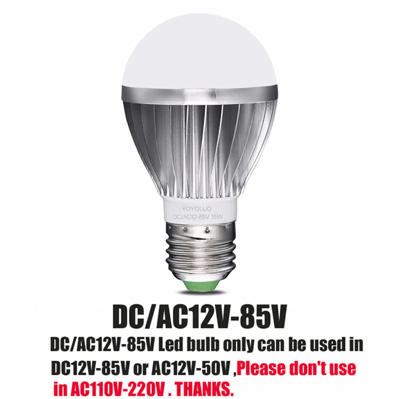 Новая светодиодная лампочка AC/DC 12 В 24 в 36 48 E27 3 Вт 6 9 15 энергосберегающая лампа