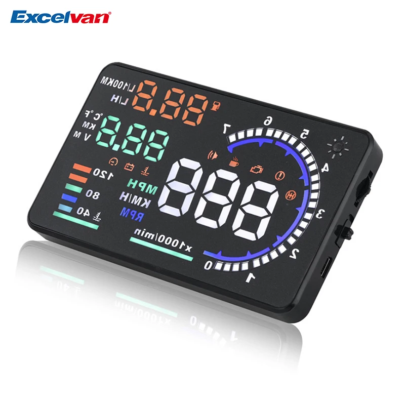 imágenes para Excelvan 5.5 "A8 Del Coche HUD Head-Up Display Auto Proyector OBD2 II Vehículo Advertencia de Exceso De Velocidad MPH + Almohadilla antideslizante Velocímetros de combustible imágenes para Excelvan 5.5 "A8 Del Coche HUD Head-Up Display Auto Proyector OBD2 II Vehículo Advertencia de Exceso De Velocidad MPH + Almohadilla antideslizante Velocímetros de combustible