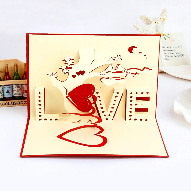 Multicolor Pop Up Card 3d Handmade Wedding Invitation Cards Greeting Card Handcrafted Valentine S Day Gifts 10 15cm Hc0090 Greeting Cards Cards Greetingcards 3d Aliexpress