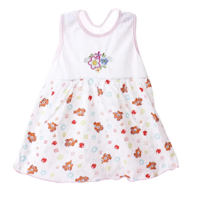 

WEIXINBUY Lovely Baby Girls DressSleeveless Printed A-Line Buttrufly Pattern Cute Infant Dress 1-2Y Random Color