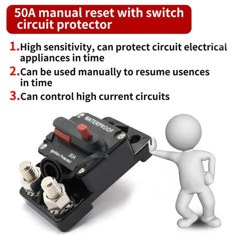 Встроенный ручной выключатель с защитой от перегрузки по току, автомобильный морской стерео аудио предохранитель, автомобильные аксессуары, Новинка