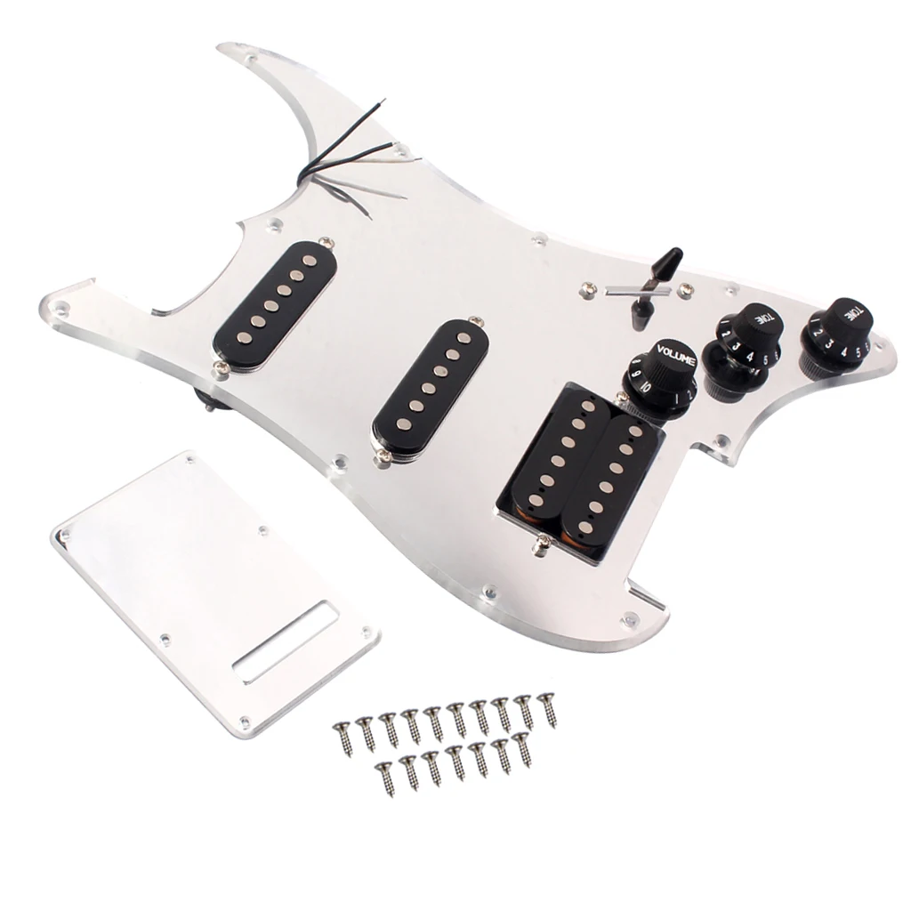 Electric Guitar Mirror Pickguard SSH Loaded Pickups Scratch Plate with Back Cover for Acoustic Guitar Accessories