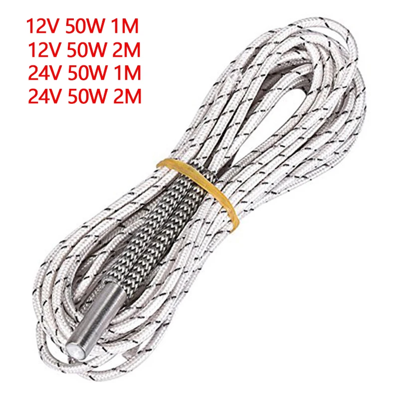 12V 24V 50W 1M/2M Heating tube 6*20mm Ceramic Cartridge Heater Reprap&Mendel For HotEnd V6 J