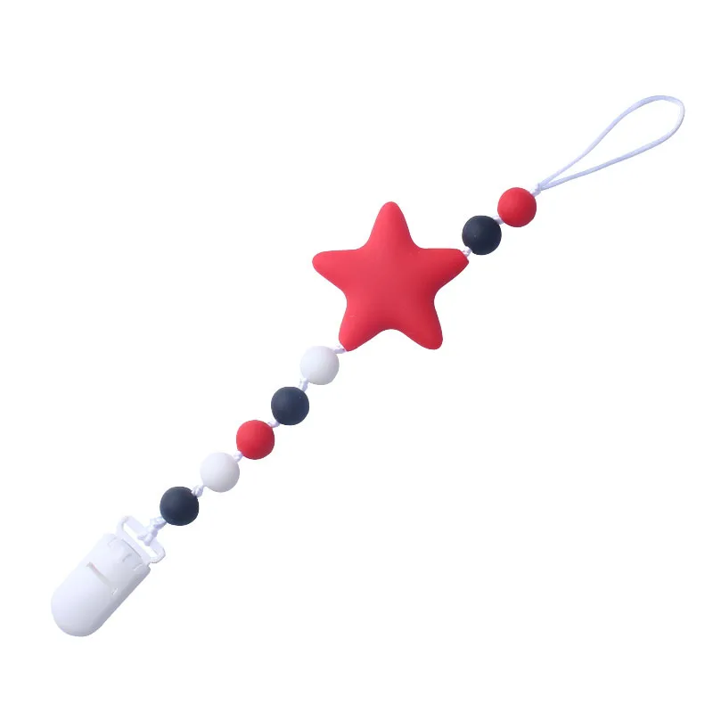 

Pacifier Clips Holder Chain Silicone Pacifier Chains Five Star Baby Teether Teething Chain