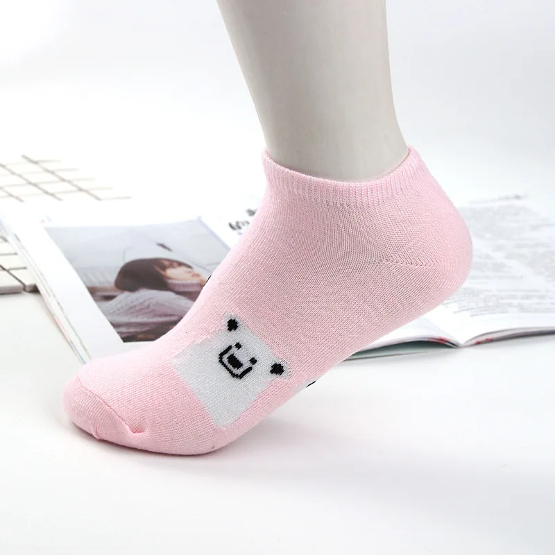 Милый медведь женские хлопковые носки Kawaii кошка с собакой летние короткие