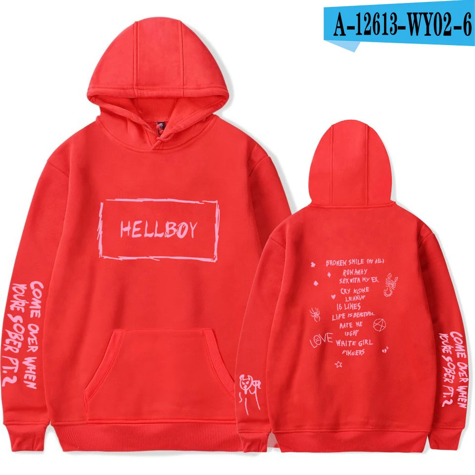 New lil peep Hoodie Men and Women Fans Sweatshirt Hoodies Sweatshirts Long Sleeve Print Hip Hop lil peep Boy Casual Clothes - Цвет: red