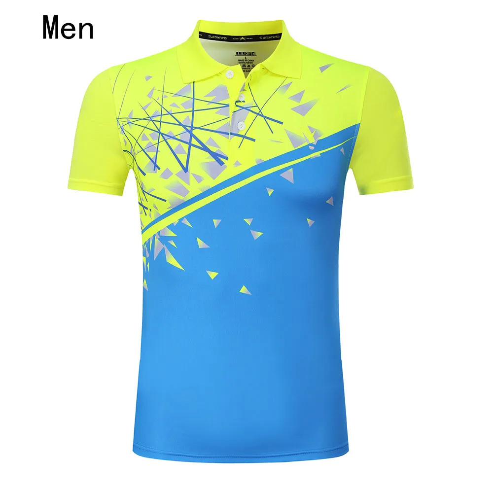 Рубашки для бадминтона для детей/мужчин/женщин, легкая футболка для тенниса, футболка для бадминтона, одежда для тренировок, футболка для настольного тенниса - Цвет: Man Green Shirt