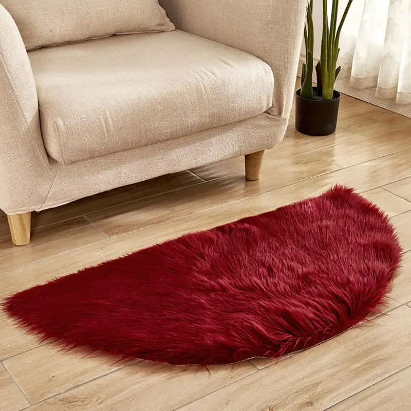 Rug Carpet Imitation Australian Wool European Door Mat Floor Semi-circular Sofa Living Room Bedside Carpet - Цвет: 3wine