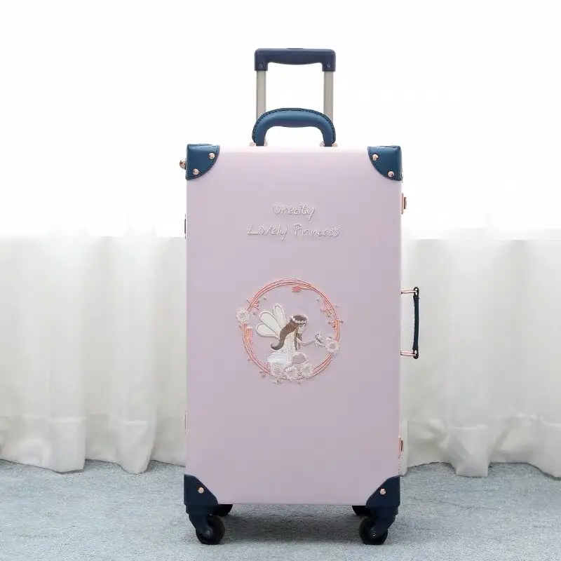 Retro Rolling Luggage Spinner Vintage Leather Trolley Suitcase with Wheel Women Trolley Travel Bag Men Carry On Luggage