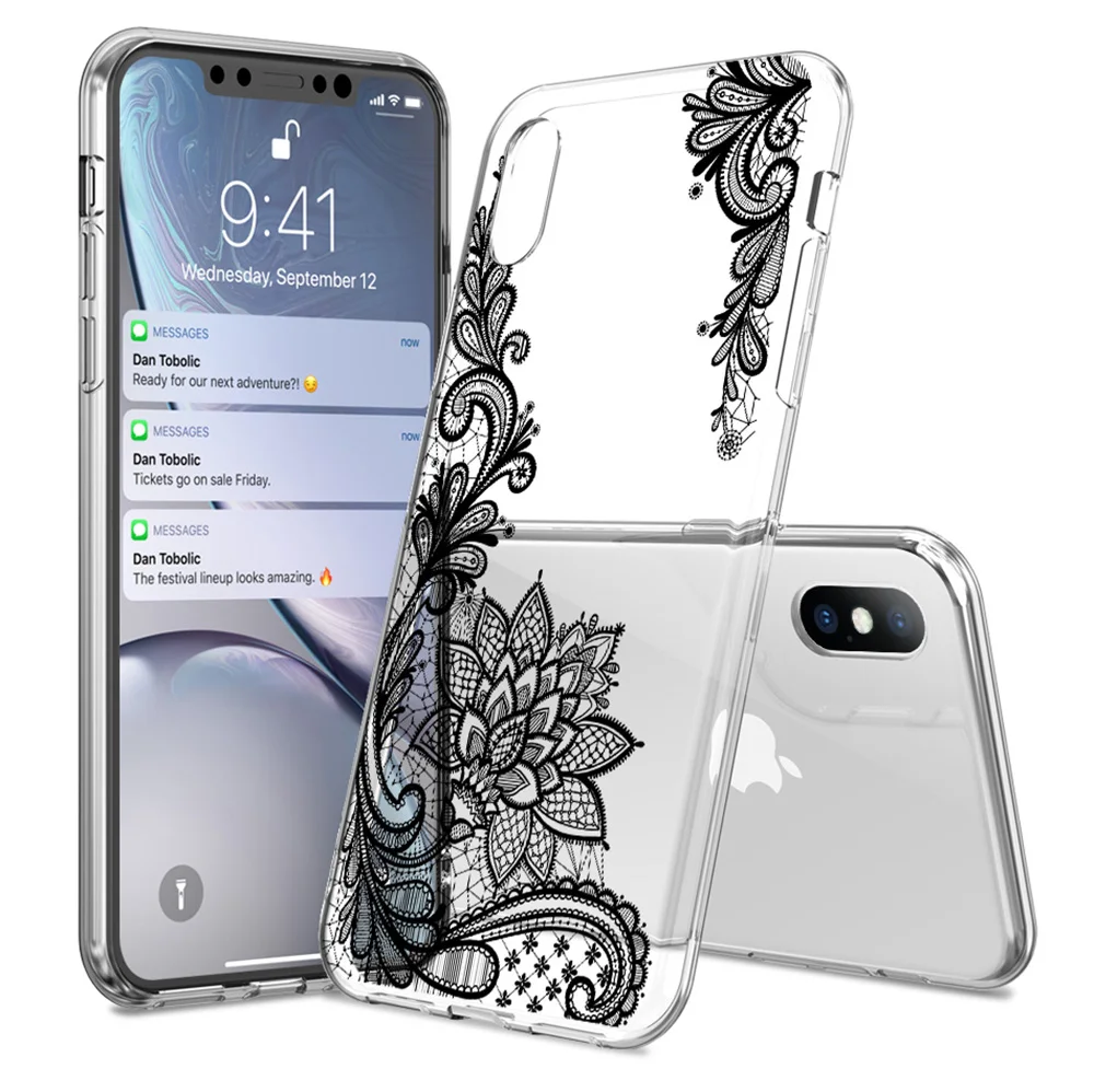 best case for iphone 13 pro max Lovebay Phone Case For iPhone 13 12 11 Pro Max 6s 7 8 Plus X XR XS Max 5 5s SE2020 Sexy Lace Mandala Flower Clear Soft TPU Cover best iphone 13 pro max case