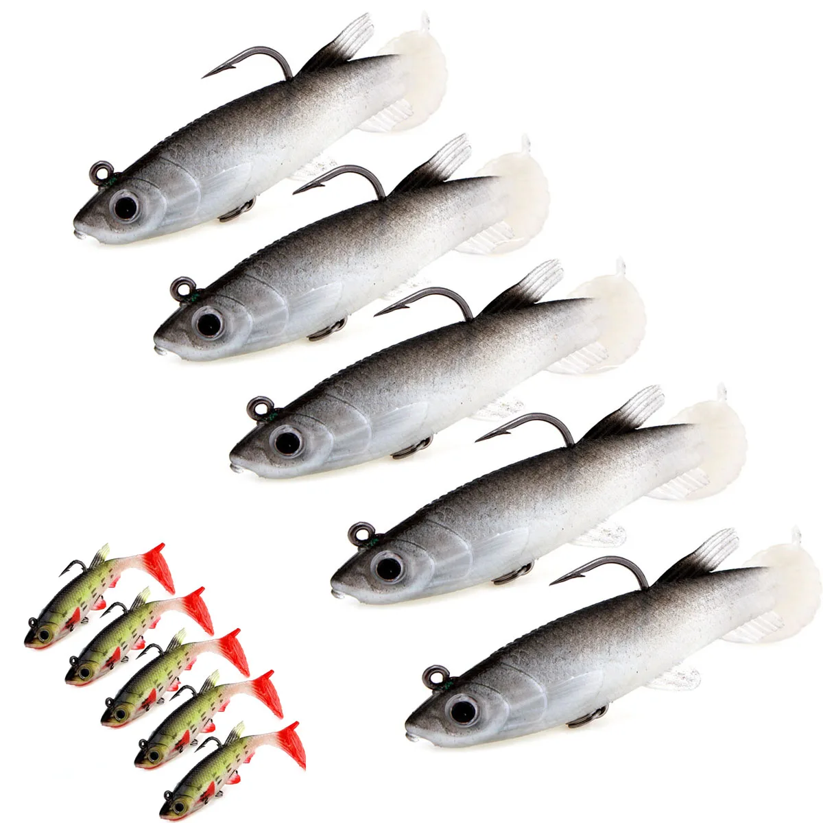 5pcs/lot Fishing Lure Swimbait 8.5cm/13g Sea Bass Killer Lead Jig Head