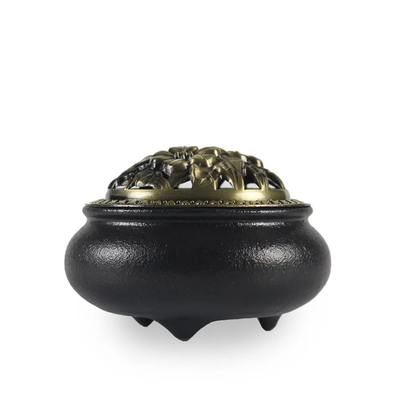 Buy Burn Black Glaze Ink Disc Censer Ceramic Incense Burner Incense Seat Indoor