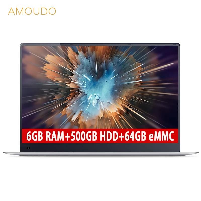 Meilleur Amoudo 15.6 pouces 6 gb RAM + 500 gb HDD + 64 gb mem Intel Quad Core CPU Windows 10 système Wifi Bluetooth 4.0 Portable Ordinateur portable