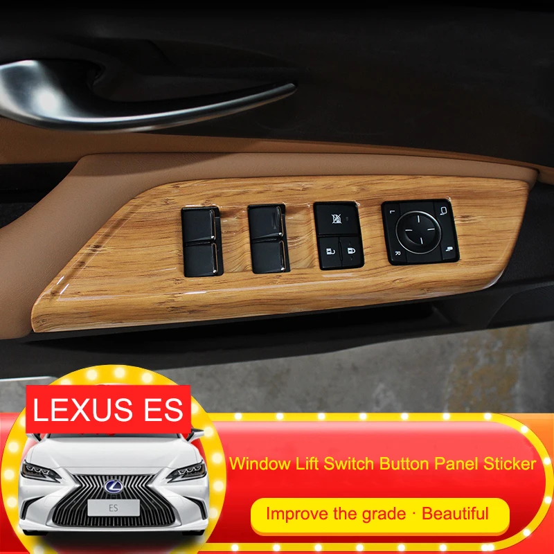 

QHCP ABS Car-Styling Door Window Lift Switch Button Panel Cover Armrest Trim Sticker For Lexus ES200 260 300H 2018 Car Accessory