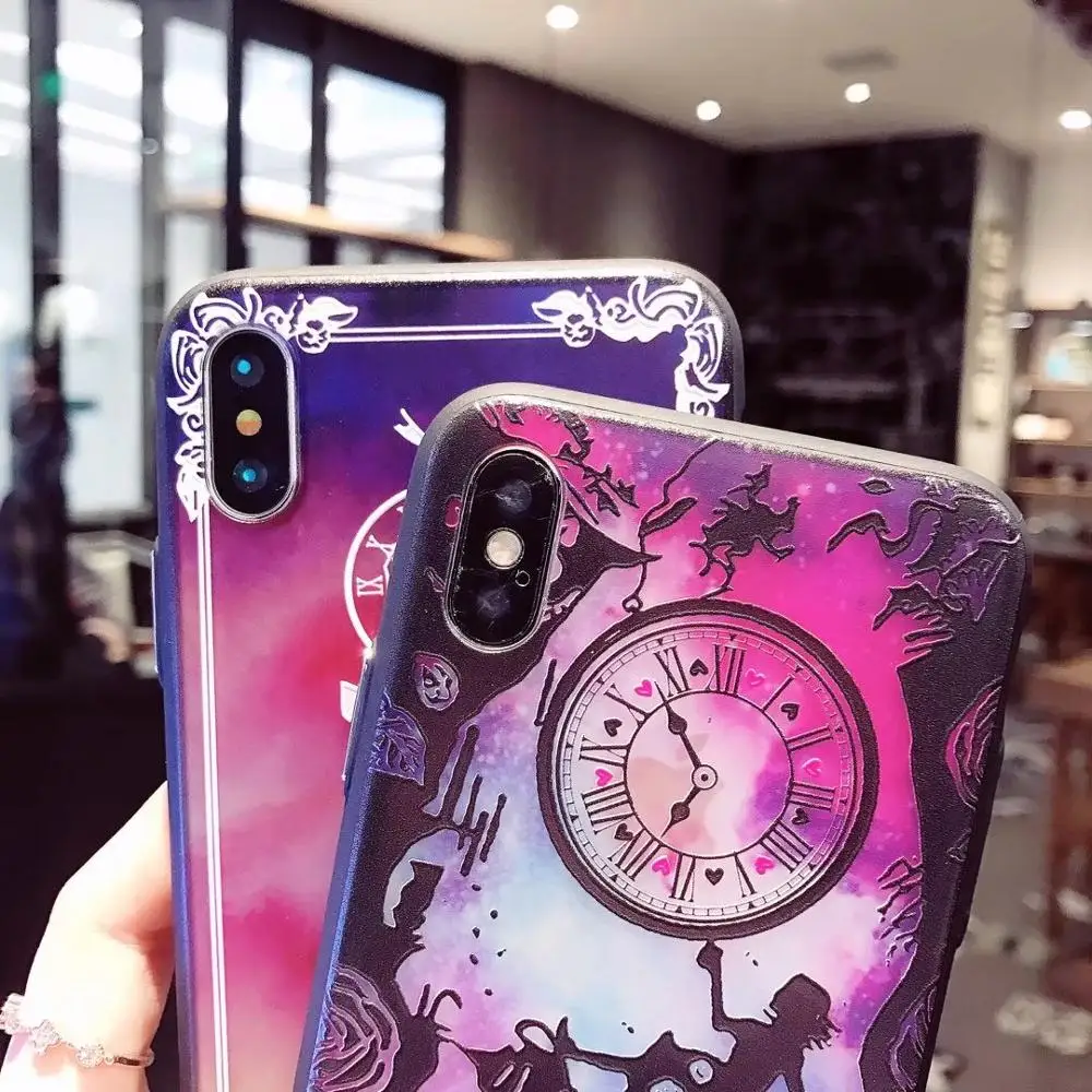 10 шт./партия Алиса Часы страна чудес для iPhone11Pro Max Xsmax XR 8P 6s 7plus Dreamy чехол для телефона ТПУ задняя крышка защитная оболочка