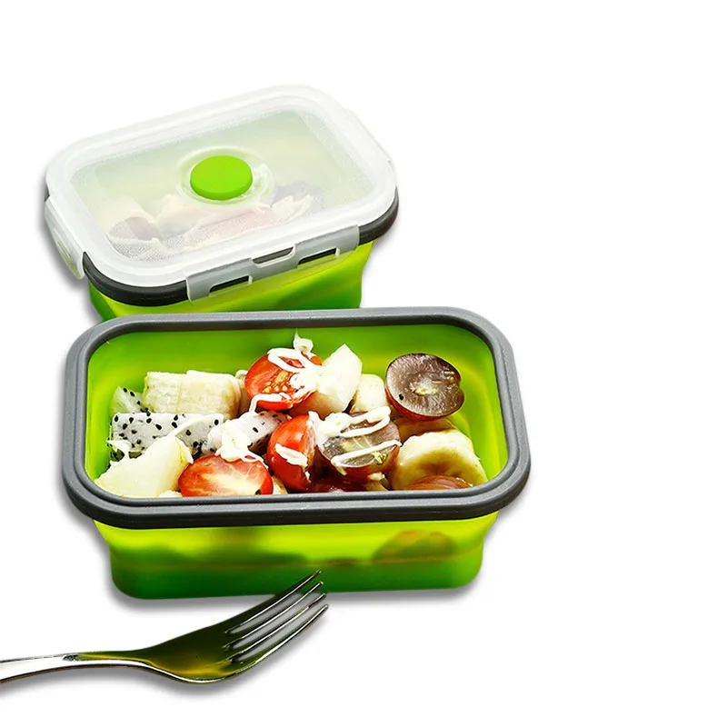

Mrosaa Silicone Folding Bento Lunch Case Collapsible Portable Lunchbox Dinnerware Meal Food Container For Kitchen
