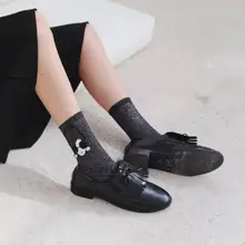 Новые дизайнерские осенние хлопковые короткие сверкающие носки с блестками для девочек женские блестящие зимние носки женские мягкие дышащие носки Harajuku