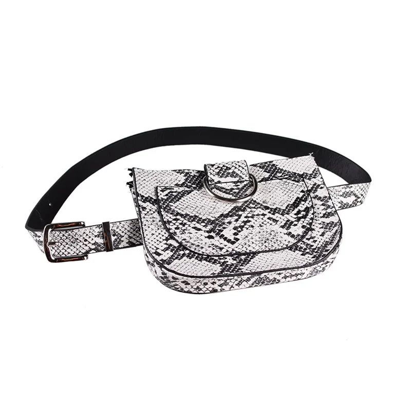 

Women Waist Packs PU Mini Mobile Phone Waist Bag Snakeskin Pattern Lady Fashion Adjusting Shoulder Strap Belt Waist Packs