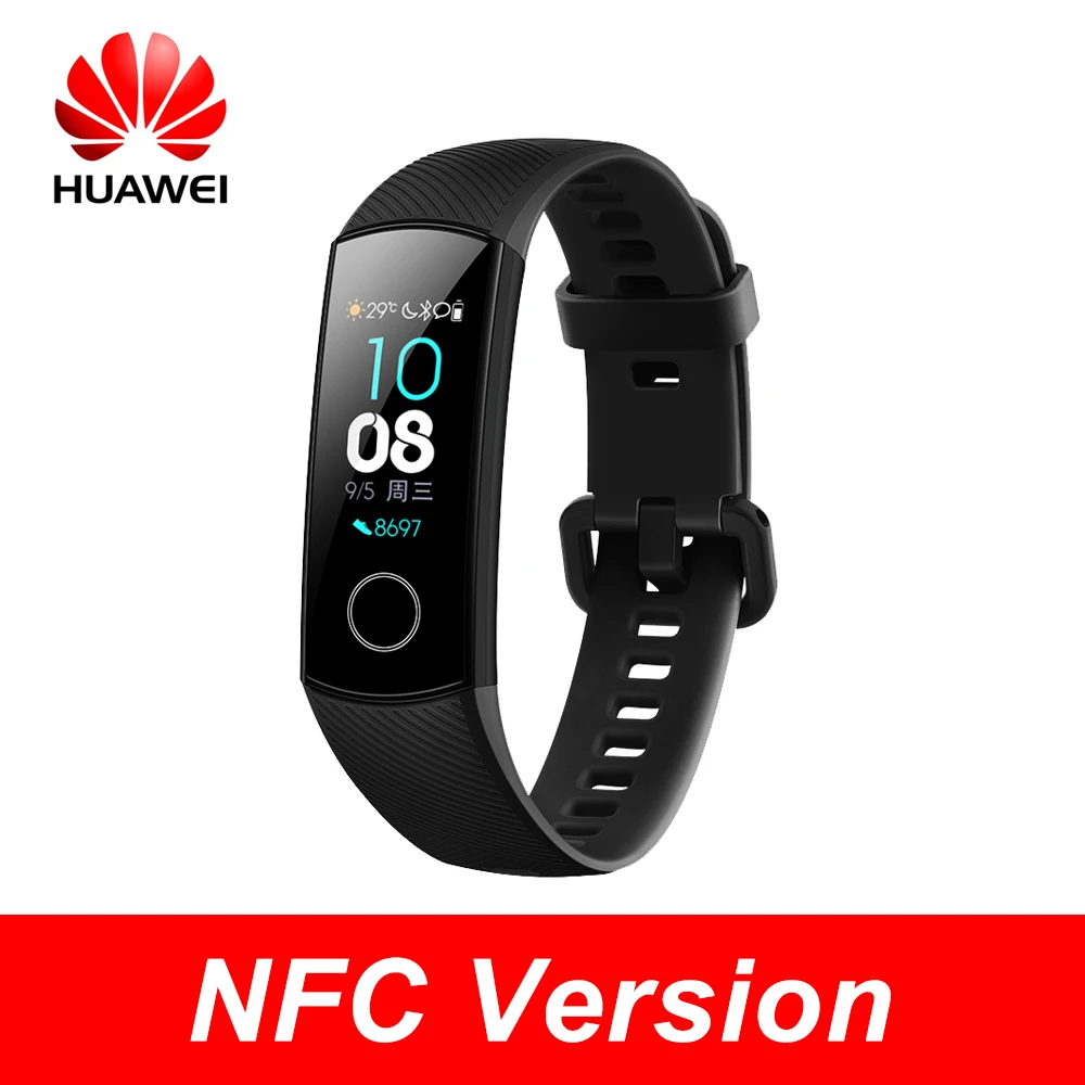 Huawei Honor Band 4 nfc версия умный Браслет 50 м водостойкий цветной сенсорный экран сердечный ритм сон Snap умный Браслет