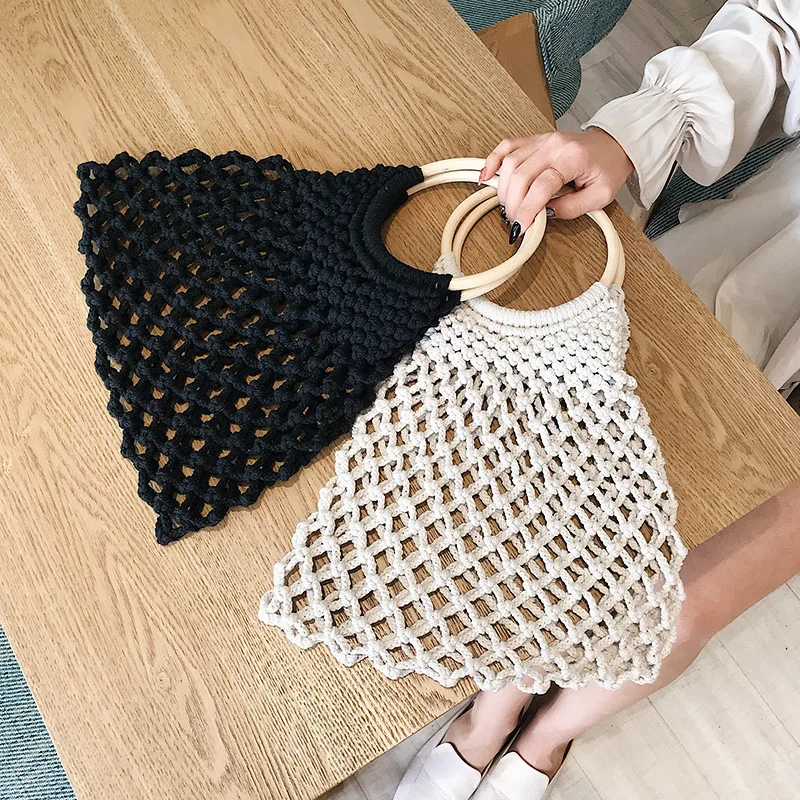 

Net Women Bag Straw Weaving Bag 2019 New Net Red Holiday Beach Shopping Handbag Large Capacity Elegant High Quality Solid Color