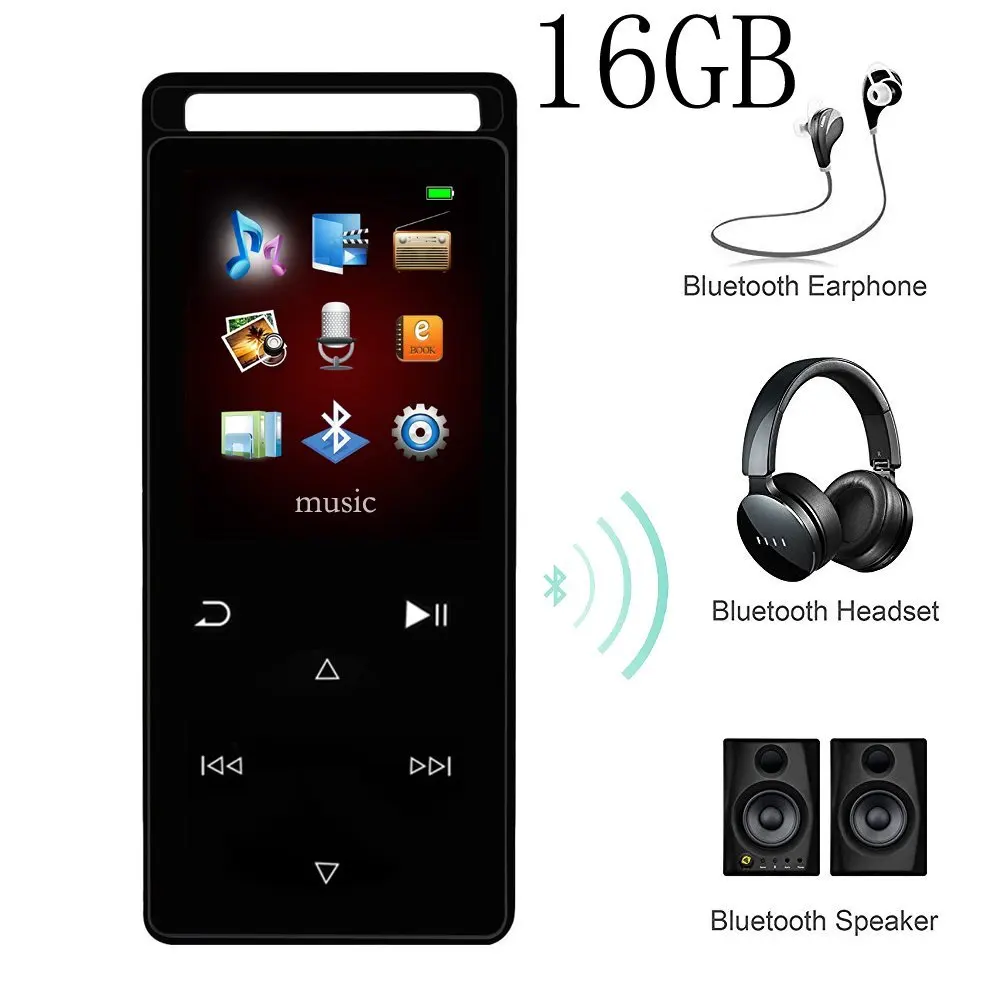 Высококачественный MP4 плеер Bluetooth 16G без потерь Hifi Звук Музыкальный видеоплеер сенсорный ключ 1,8 дюймов TFT экран Поддержка SD до 64 ГБ