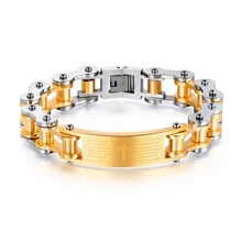 21 см хип хоп рок золотой цвет из нержавеющей стали крест Библейский узор велосипед мотоциклетная шарнирная цепь браслеты браслет для мужчин ювелирные изделия